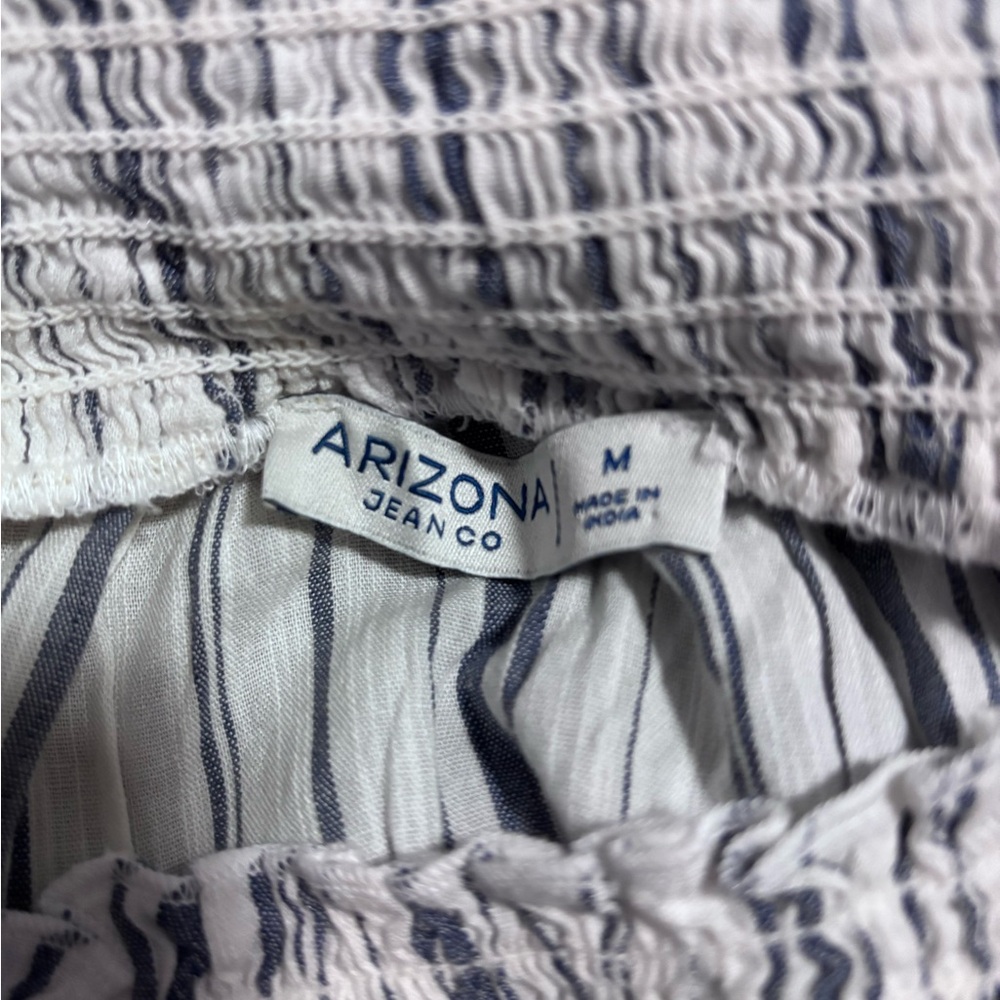 Arizona Jean Company White and Navy Striped Top